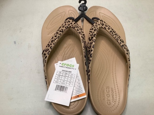 Crocs Kadee II Leopard Flip Flops, Women's 11, Appears New - Lot 452