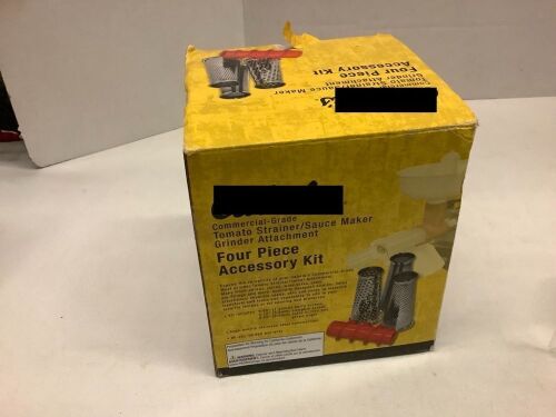Commercial-Grade Tomato Strainer/Sauce Four Piece Accessory Kit, Appears New - Lot 621