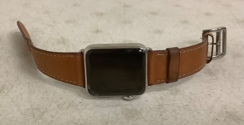 Apple Watch 38mm Stainless Steel w/ Leather Band, Powers Up, E-Commerce Return - Lot 56