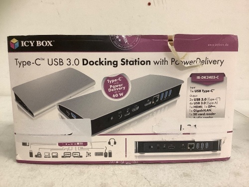 Icy Box Type-C USB 3.0 Docking Station, Powers Up, Appears New - Lot 208