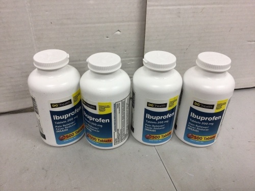 Lot of (4) DG Health Ibuprofen 500 Tablet Bottles, New - Lot 225