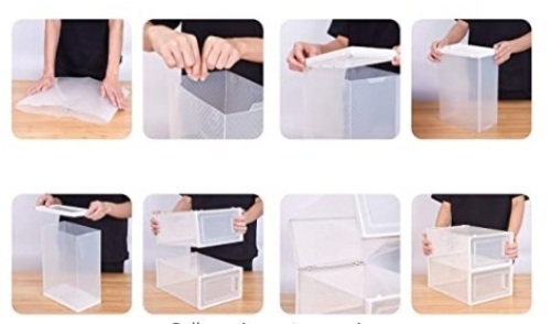 Clear Plastic Stackable Shoe Organizer Bins, Appears New - Lot 290
