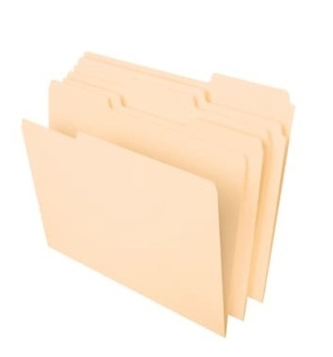 3 Tab Reinforced Manilla File Folders, Appears New - Lot 434