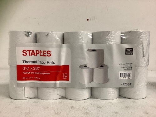 Staples Thermal Paper Rolls, New  - Lot 584