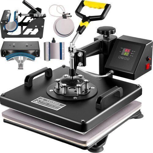 VEVOR 15"x15" Heat Press Transfer 6in1 T-shirt Combo Machine Swing Away Mug Plate - Lot 266