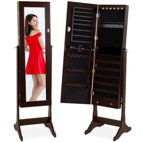6-Tier Standing Jewelry Mirror Armoire w/ LED Lights - Lot 521