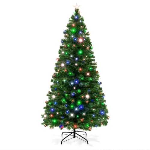 7ft Fiber Optic Artificial Christmas Pine Tree w/ 280 Lights, Stand  - Lot 528