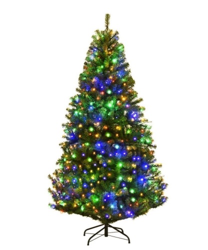 6Ft Pre-Lit Artificial Christmas Tree Hinged 350 LED Lights  - Lot 558