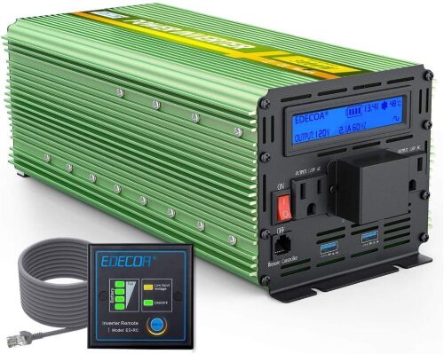 EDECOA 3000 Watt Power Inverter DC 12V to AC 110V 120V for Car Truck RV with LCD Display and Remote Controller  - Lot 563