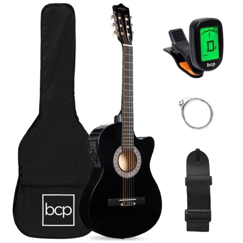 Beginner Acoustic Electric Cutaway Guitar Set w/ Case, Strap - 38in  - Lot 570