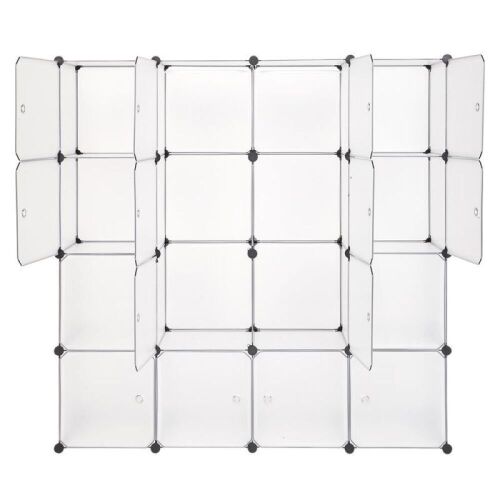 16 Cube DIY Modular Portable Closet Clothes Organizer Cabinet, Plastic Finish - Lot 787