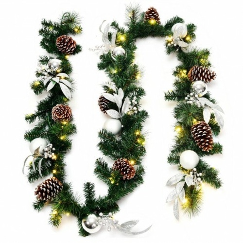 9 Ft Pre-Lit Artificial Christmas Garland With LED Lights  - Lot 814