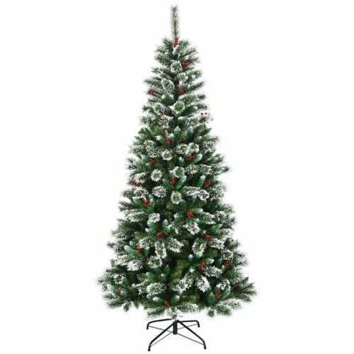 7 Ft Snow Flocked Artificial Christmas Hinged Tree   - Lot 824