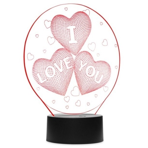 Lot of (5) 7-Color 3D I Love You LED Night Light Illusion Lamp w/ Touch Switch - Lot 838