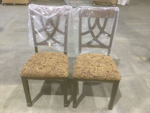 Ashley Furniture Signature Design Leahlyn Dining Upholstered Side Chair, Pierced Splat Back, Set of 2 - Lot 848