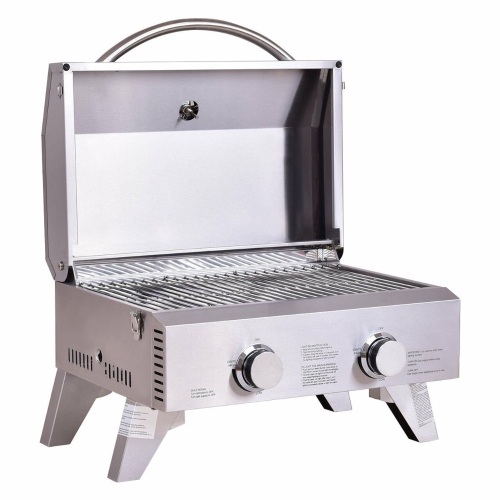 2 Burner Portable Stainless Steel Bbq Table Top Grill  - Lot 918