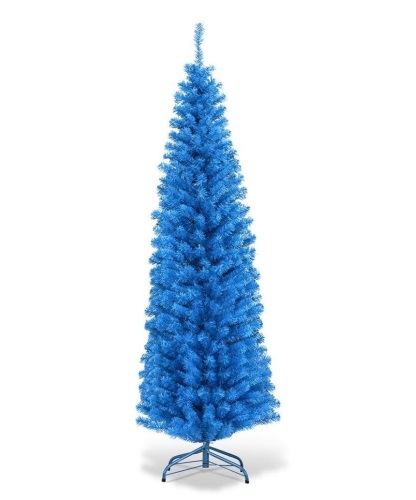 6 ft. Blue Unlit Pencil Slim Tree Artificial Christmas Tree  - Lot 939