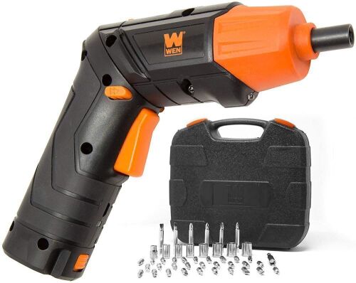 WEN 49140 4V Max Lithium Ion Rechargeable Cordless Electric Screwdriver and Flashlight with Carrying Case  - Lot 1107