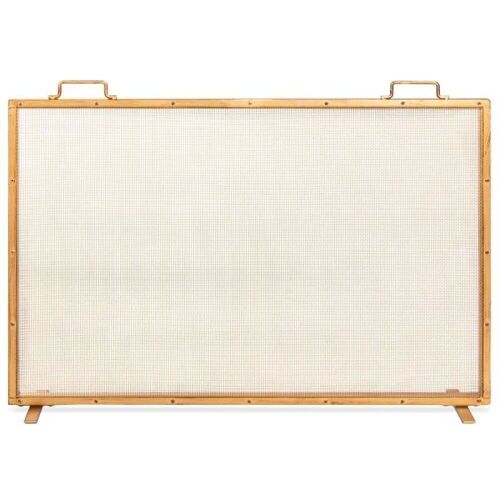 Single Panel Handcrafted Steel Mesh Fireplace Screen w/ Handles - 38x27in - Lot 1145
