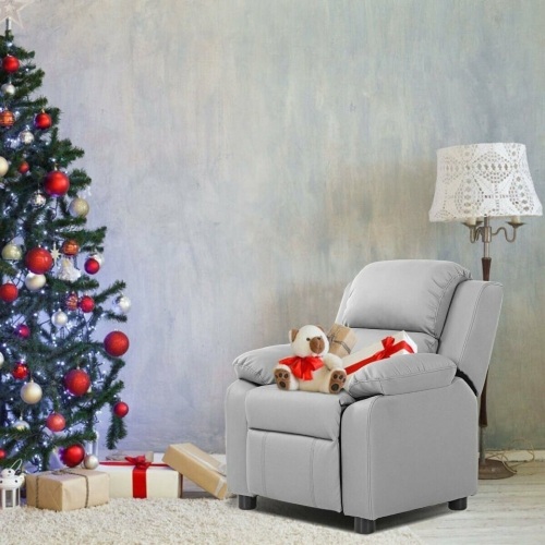 Kids Deluxe Headrest Recliner Sofa Chair With Storage Arms - Lot 22