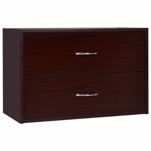 2-Drawer Dresser Horiztonal Organizer End Table Nightstand With Handle Wood - Lot 29
