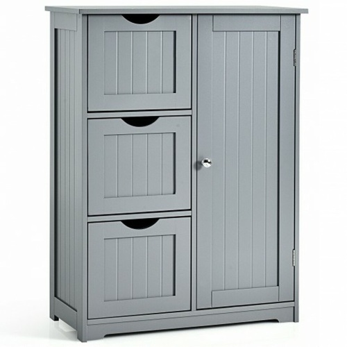 Bathroom Floor Cabinet Side Storage Cabinet With 3 Drawers And 1 Cupboard - Lot 60