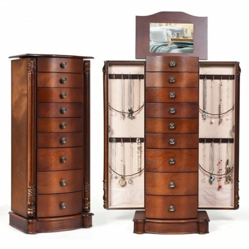 Large Wooden Jewelry Storage Box Organizer - Lot 75