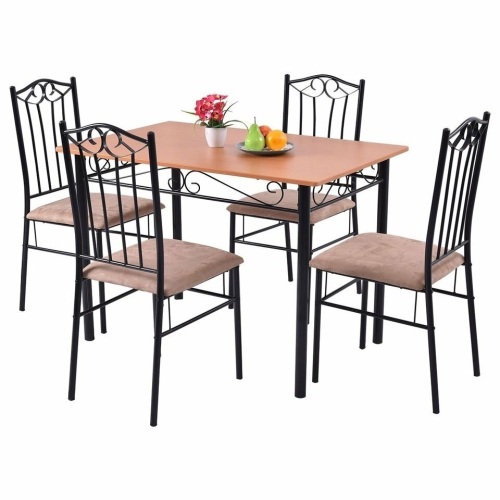 5 Pcs Dining Set Wooden Table And 4 Cushioned Chairs - Lot 78