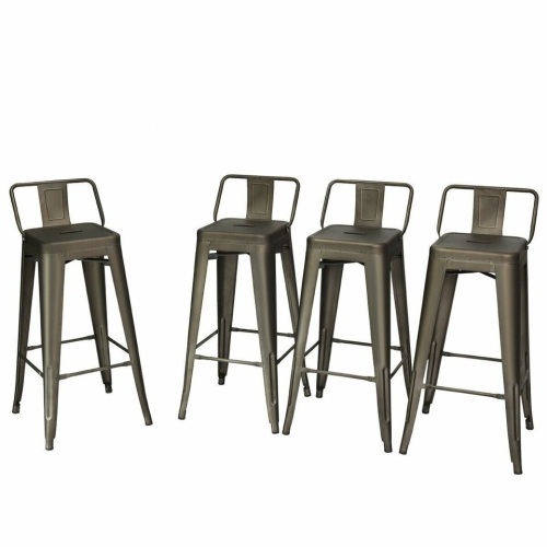 30" Set Of 4 Metal Height Barstools With Low Back - Lot 95