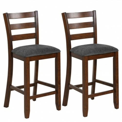 2Pcs Counter Height Chairs With Fabric Seat And Rubber Wood Legs - Lot 130