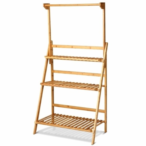 3 Tiers Bamboo Hanging Folding Plant Shelf Stand - Lot 147