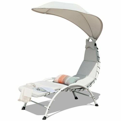 Patio Hanging Swing Hammock Chaise Lounger Chair With Canopy - Lot 152