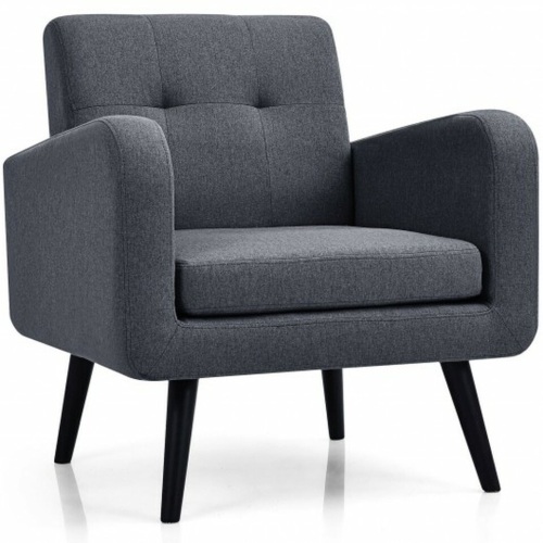 Modern Upholstered Comfy Accent Chair Single Sofa With Rubber Wood Legs - Lot 154