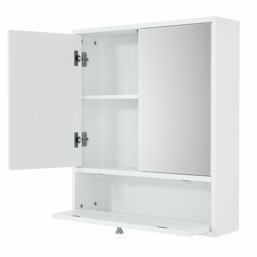 Bathroom Double Mirror Door Wall Mount Storage Wood Cabinet - Lot 158