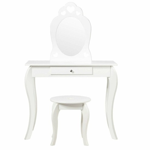 Kids Princess Makeup Dressing Play Table Set With Mirror - Lot 162