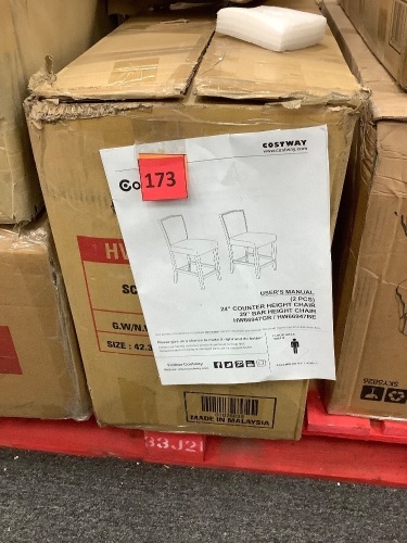 29" Bar Height Set Of 2 Nailhead Bar Stools With Rubber Wood Legs - Lot 173