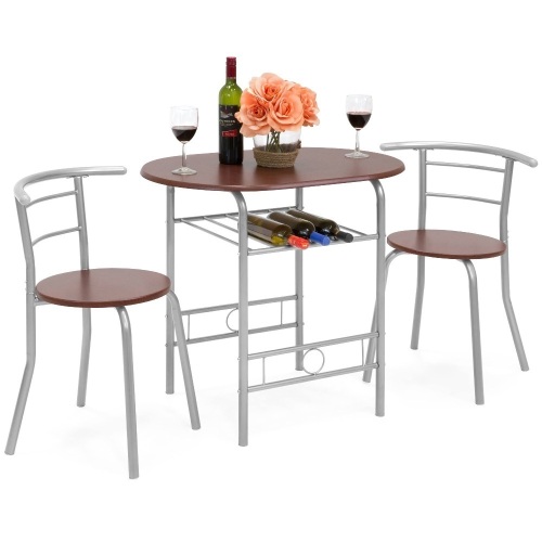 3 Piece Wooden Table & Chairs   Dining Set W / Lower Storage Shelf - Lot 175