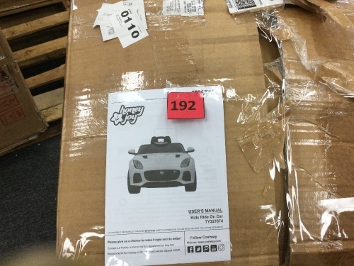 12V Jaguar F-Type Svr Licensed Kids Ride On Car - Lot 192