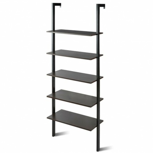 5-Tier Wood Wall Mounted Bookshelf With Metal Frame - Lot 193