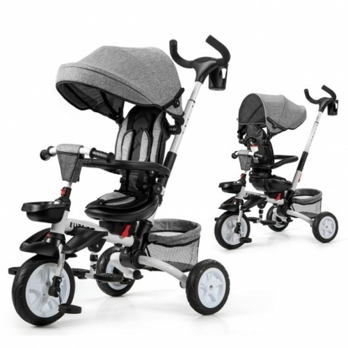 6-In-1 Detachable Kids Baby Stroller Tricycle With Canopy And Safety Harness - Lot 212