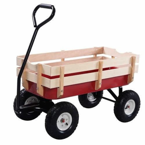Outdoor Pulling Garden Cart Wagon With Wood Railing - Lot 213
