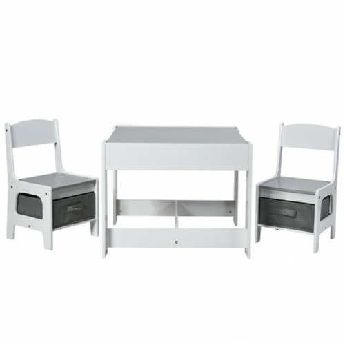 Kids Table Chairs Set With Storage Boxes Blackboard Whiteboard Drawing - Lot 218