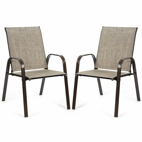 2 Pcs Patio Chairs Outdoor Dining Chair With Armrest - Lot 300