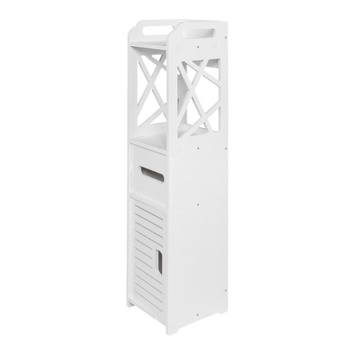 4-Tier Bathroom Standing Shelf Storage Closet Organizer Free Standing Shelves Rack Cabinet with 2 Doors - Lot 304
