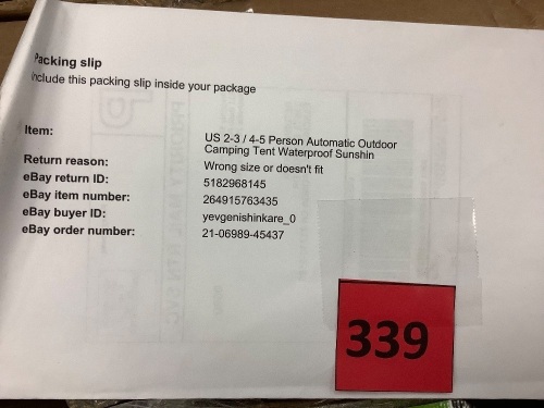 2-3 / 4-5 Person Automatic Outdoor Camping Tent - Lot 339