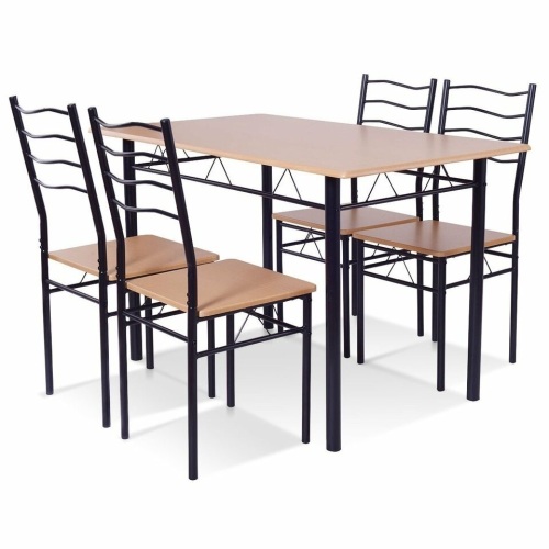 5 Piece Wood Metal Dining Table Set With 4 Chairs - Lot 444
