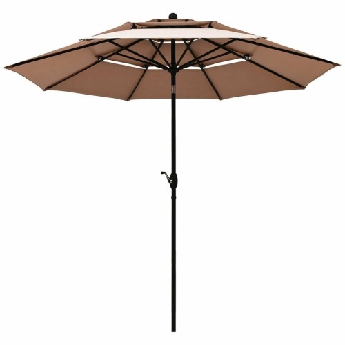 10Ft 3 Tier Patio Umbrella Aluminum Sunshade Shelter Double Vented - Lot 448