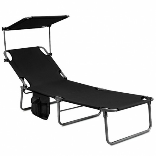 Adjustable Outdoor Beach Patio Pool Recliner With Sun Shade - Lot 456