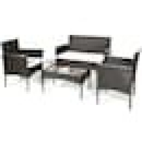 4-Piece Rattan Patio Conversation Set with Cushions - Lot 319