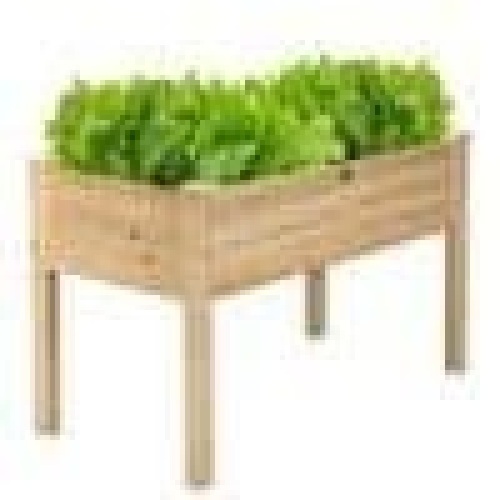 49 in. Dia Natural Wood Garden Raised Bed Elevated Vegetable Planter with Black Liner 49 - Lot 337